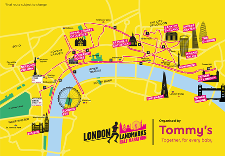 route-map London Landmarks Half Marathon route map