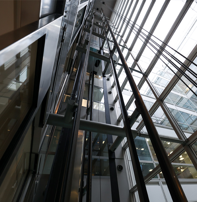 Lift shaft with clear windows