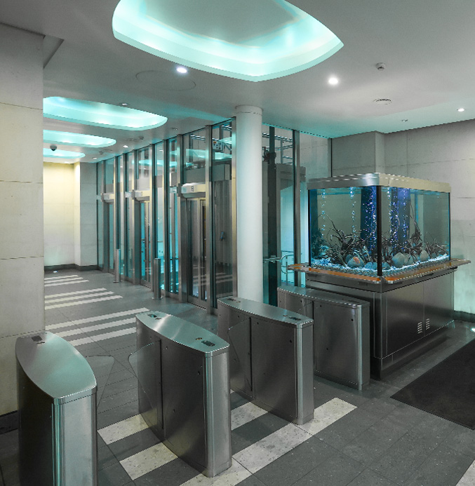 glass-lifts-fish-tank Scenic lifts next to fish tank
