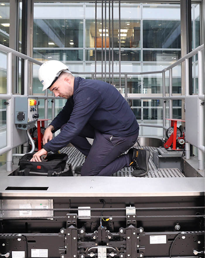 Engineer working on a scenic lift