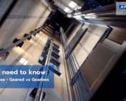 all you need to know about geared vs gearless lift machines blog post cover